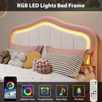 Telaio letto a piattaforma Twin XL imbottito con luci LED e cassetto contenitore - Testiera in velluto, supporto a doghe in legno, nessun box spring necessario, blu