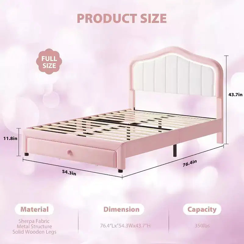 Telaio letto a piattaforma Twin XL imbottito con luci LED e cassetto contenitore - Testiera in velluto, supporto a doghe in legno, nessun box spring necessario, blu