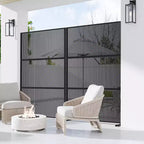 72 H47W Dovelina Black Outdoor Rattan Privacy Screen Decorative Garden Fence
