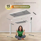 GALAXHERO Scrivania Regolabile in Altezza 48 con Cassetti, Scrivania Elettrica in Vetro Intero, Scrivania Stand Up con Installazione Rapida, Bianca
