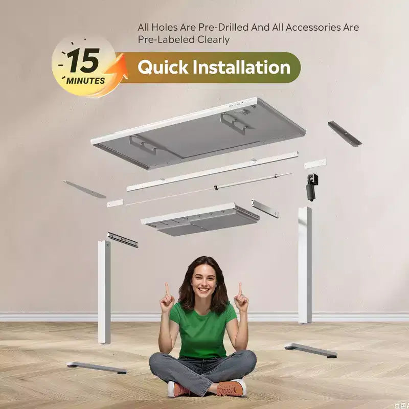 GALAXHERO Scrivania Regolabile in Altezza 48 con Cassetti, Scrivania Elettrica in Vetro Intero, Scrivania Stand Up con Installazione Rapida, Bianca