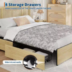 Struttura Letto con Testiera in Rattan Naturale, Robuste Doghe in Legno, Base in Metallo, Supporto Materasso in Rattan Bohemien, Nessuna Rete a Molle Necessaria, Elegante