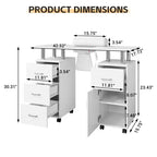 Nail Table Manicure Desk - Tech Station with Electric Dust Collector, Lockable Wheels, 4 Drawers & Cabinet for Beauty Salon