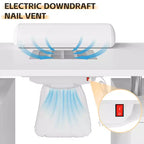 Nail Table Manicure Desk - Tech Station with Electric Dust Collector, Lockable Wheels, 4 Drawers & Cabinet for Beauty Salon