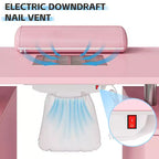 Nail Table Manicure Desk - Tech Station with Electric Dust Collector, Lockable Wheels, 4 Drawers & Cabinet for Beauty Salon