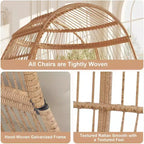 GustoWave Wicker Egg Chair,Oversized Indoor Outdoor Lounger for Patio for Backyard, Living Room, w/5 Cushions, Steel Frame