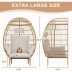 GustoWave Wicker Egg Chair,Oversized Indoor Outdoor Lounger for Patio for Backyard, Living Room, w/5 Cushions, Steel Frame