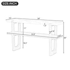 MAYEERTY Tavolo Consolle con Piano Effetto Marmo Scaffale Aperto per Ingresso Soggiorno Blu Navy
