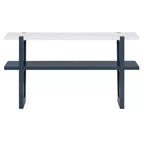 MAYEERTY Tavolo Consolle con Piano Effetto Marmo Scaffale Aperto per Ingresso Soggiorno Blu Navy