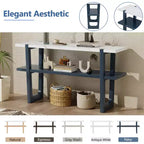 MAYEERTY Tavolo Consolle con Piano Effetto Marmo Scaffale Aperto per Ingresso Soggiorno Blu Navy