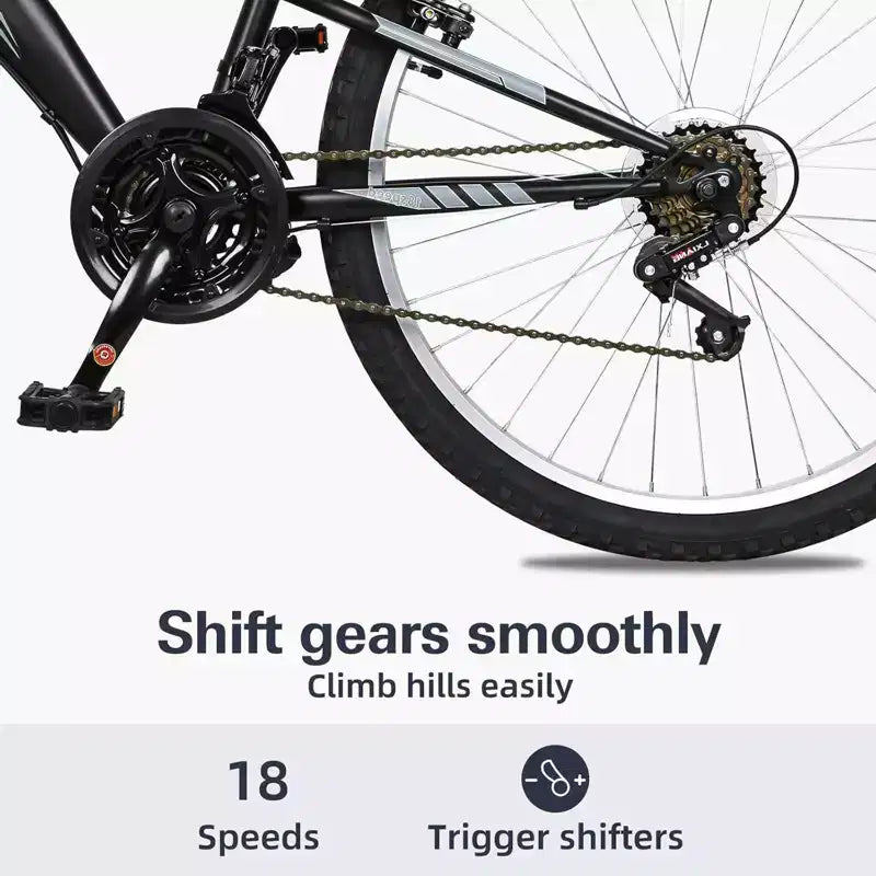 Hykolity Mountain Bike 26/27,5 Pollici, Uomo Donna, Sospensione Completa in Acciaio, 18 Velocità, Sella Regolabile, Freni V-Brake, Cerchi in Lega
