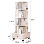 MAYEERTY 360 Display Scaffale ad angolo a 5 ripiani con cassetto per piccoli spazi, Libreria a pavimento, Mobiletto contenitore per soggiorno, Noce