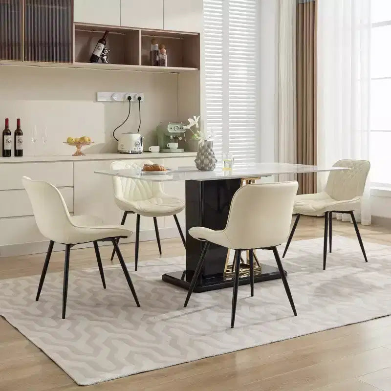 Zeus & Ruta Mid-Century Modern Dining Chairs Set of 2 with Faux Leather Upholstered, Comfortable for Kitchen & Dining Room