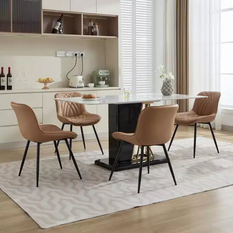 Zeus & Ruta Mid-Century Modern Dining Chairs Set of 2 with Faux Leather Upholstered, Comfortable for Kitchen & Dining Room