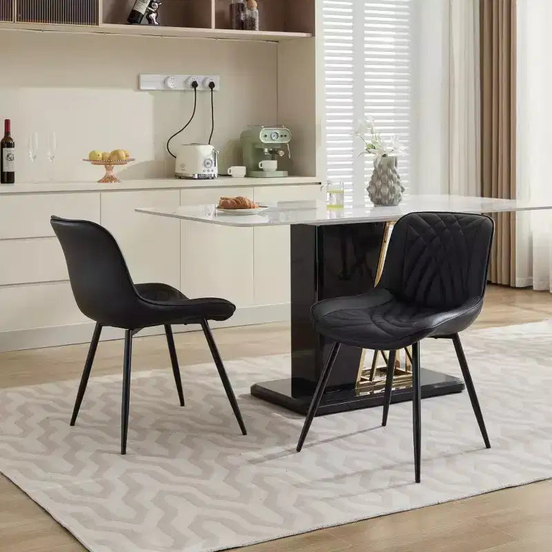 Zeus & Ruta Mid-Century Modern Dining Chairs Set of 2 with Faux Leather Upholstered, Comfortable for Kitchen & Dining Room