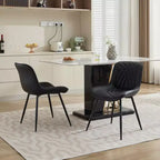 Zeus & Ruta Mid-Century Modern Dining Chairs Set of 2 with Faux Leather Upholstered, Comfortable for Kitchen & Dining Room