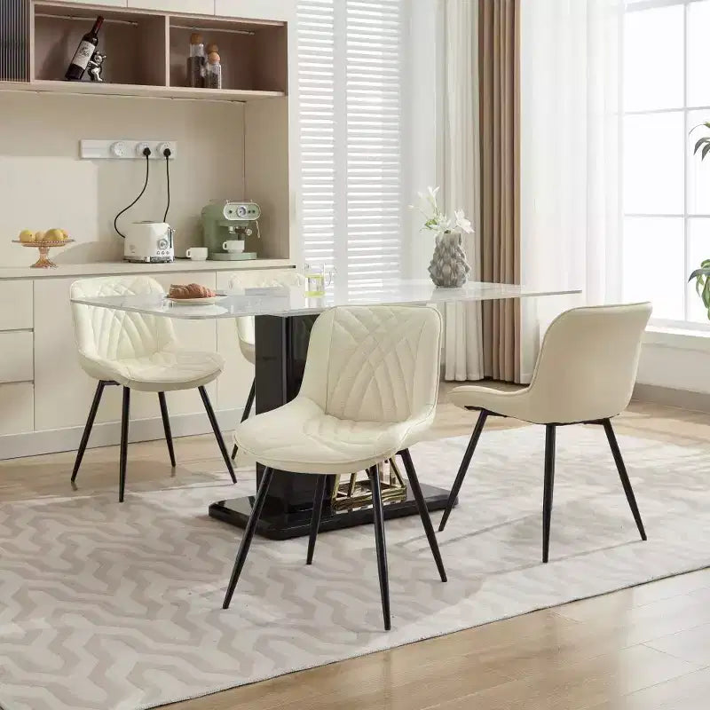 Zeus & Ruta Sedie da pranzo moderne di metà secolo, set da 2 con rivestimento in similpelle, comode per cucina e sala da pranzo