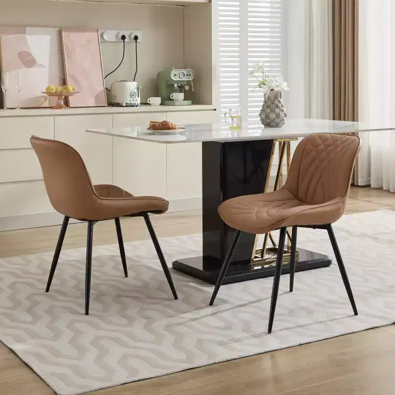 Zeus & Ruta Sedie da pranzo moderne di metà secolo, set da 2 con rivestimento in similpelle, comode per cucina e sala da pranzo