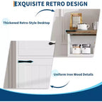 Farmhouse White Storage Cabinet with Doors and Drawers, Freestanding Bathroom Cabinet for Kitchen/Laundry/Living Room/Bedroom