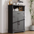 Farmhouse White Storage Cabinet with Doors and Drawers, Freestanding Bathroom Cabinet for Kitchen/Laundry/Living Room/Bedroom