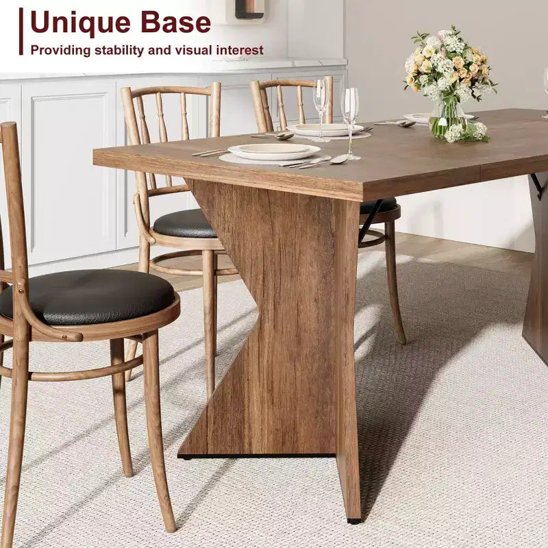 GustoWave Tavolo da pranzo da 180 cm per 6 persone, con struttura robusta e gamba a V