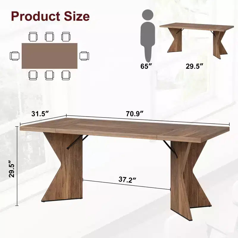 GustoWave Tavolo da pranzo da 180 cm per 6 persone, con struttura robusta e gamba a V