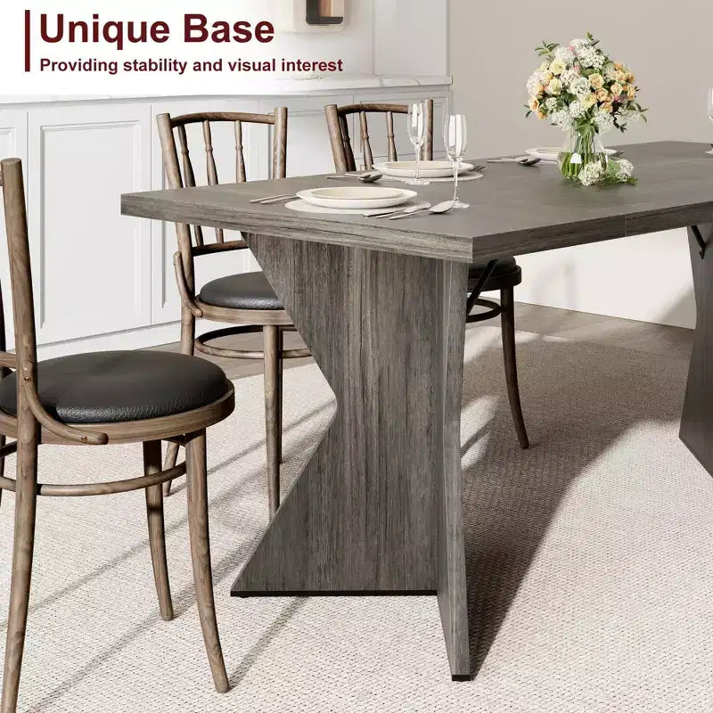 GustoWave Tavolo da pranzo da 180 cm per 6 persone, con struttura robusta e gamba a V