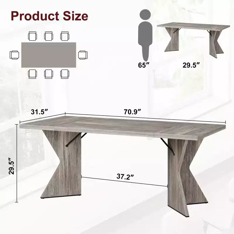GustoWave Tavolo da pranzo da 180 cm per 6 persone, con struttura robusta e gamba a V