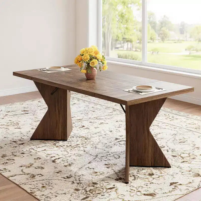 GustoWave Tavolo da pranzo da 180 cm per 6 persone, con struttura robusta e gamba a V