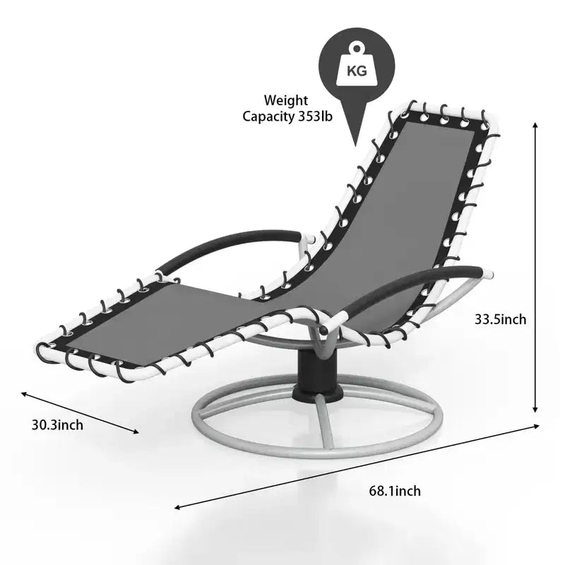 Sedia da patio girevole per esterni, sedia girevole per esterni in textilene con schienale alto, sedia a dondolo a rete girevole a 360° per giardino, prato, portico, balcone