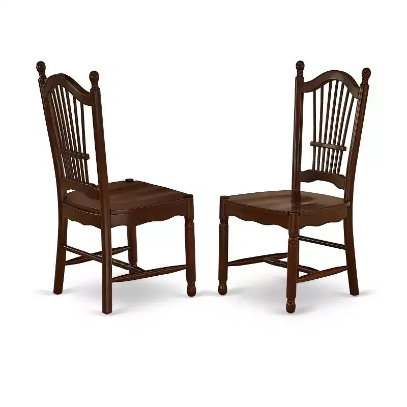 HomeStock Belmont Set 5 Pezzi, Tavolo Quadrato 36" E Quattro Sedie Da Cucina Con Sedile In Legno, Mogano