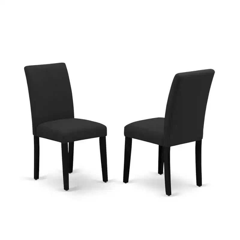 HomeStock Belmont 5 Piece Wood Dining Table Set 1 Drop Leaves Dining Room Table and 4 Black Linen Fabric Dining Chair, Wire Brushed Black Finish