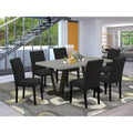 HomeStock Belmont 7-Piece Kitchen Table Set 6 Dining Chairsand Rectangular Dining Table - Black Finish