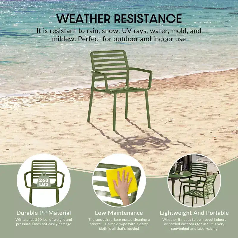 WestinTrends Playa Outdoor Stackable Polypropylene Plastic Resin Dining Armchairs (Set of 4)