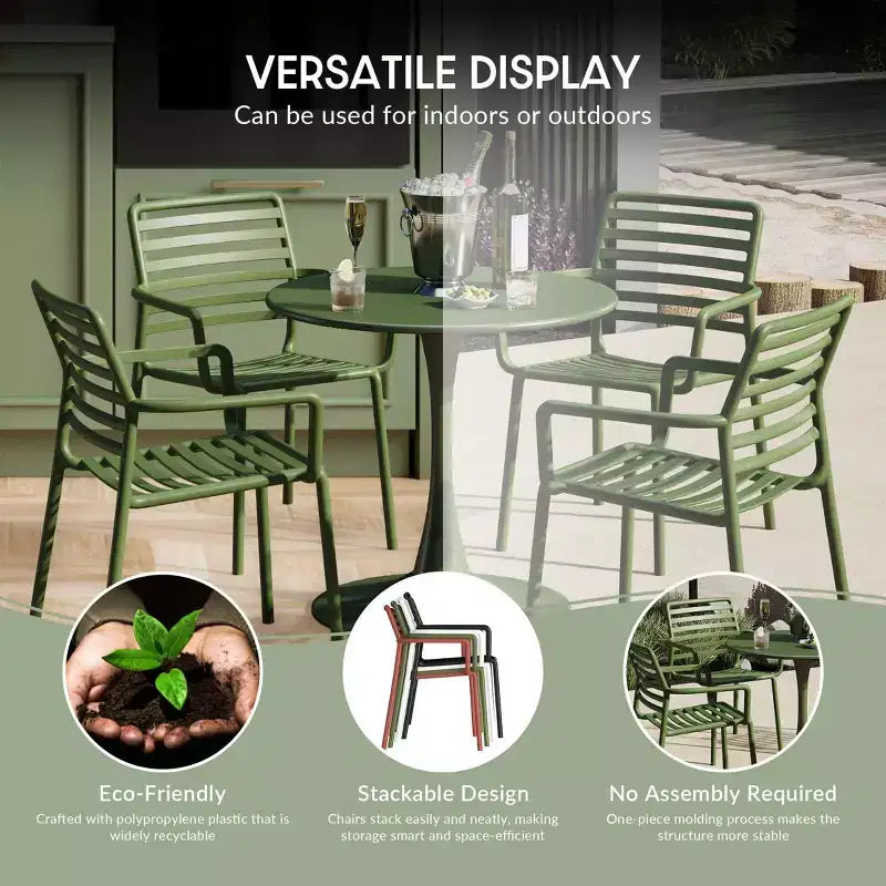 WestinTrends Playa Outdoor Stackable Polypropylene Plastic Resin Dining Armchairs (Set of 4)