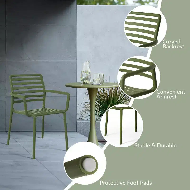 WestinTrends Playa Outdoor Stackable Polypropylene Plastic Resin Dining Armchairs (Set of 4)
