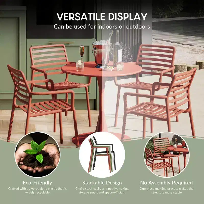 WestinTrends Playa Outdoor Stackable Polypropylene Plastic Resin Dining Armchairs (Set of 4)