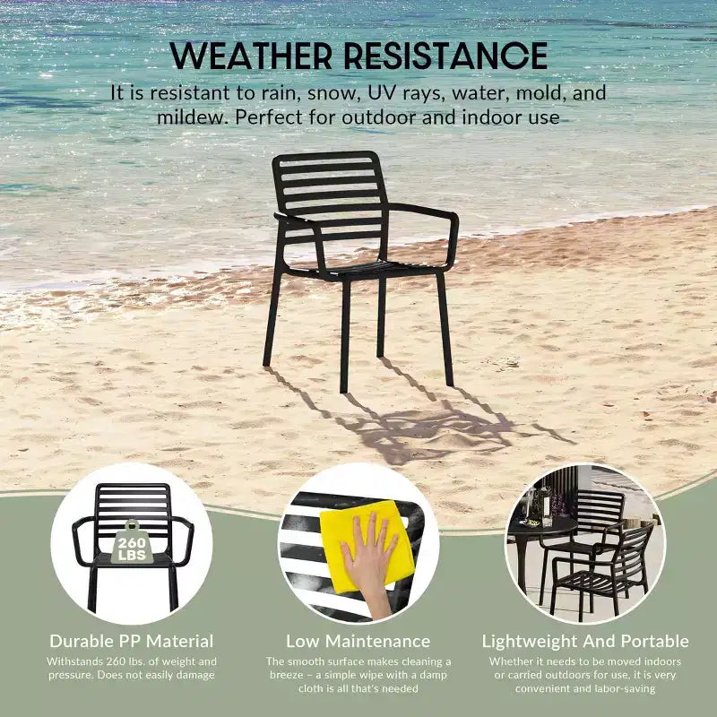 WestinTrends Playa Outdoor Stackable Polypropylene Plastic Resin Dining Armchairs (Set of 4)