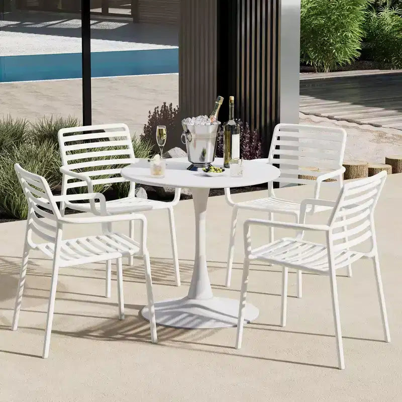 WestinTrends Playa Outdoor Stackable Polypropylene Plastic Resin Dining Armchairs (Set of 4)
