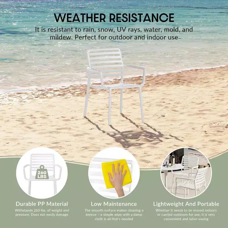 WestinTrends Playa Outdoor Stackable Polypropylene Plastic Resin Dining Armchairs (Set of 4)