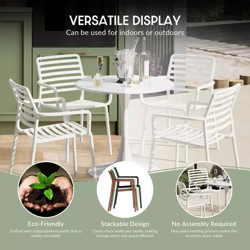 WestinTrends Playa Outdoor Stackable Polypropylene Plastic Resin Dining Armchairs (Set of 4)