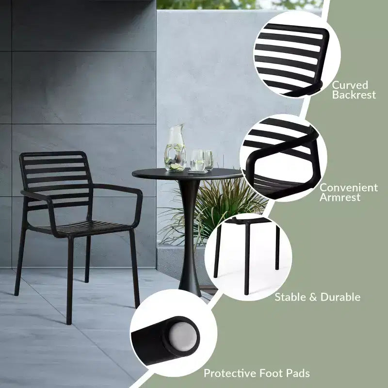 WestinTrends Playa Outdoor Stackable Polypropylene Plastic Resin Dining Armchairs (Set of 4)