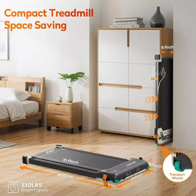 Akluer Walking Pad with Incline, 2-in-1 Under Desk Treadmill and Shiatsu Foot Massager Quiet 2.5HP Portable Treadmill for Home Office with LED Display