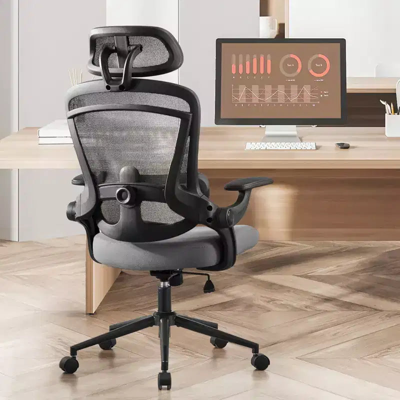 Sedia da ufficio Bestier con supporto lombare e poggiatesta regolabili, comoda sedia da computer in rete con braccioli morbidi ribaltabili, sedia da gaming regolabile in altezza