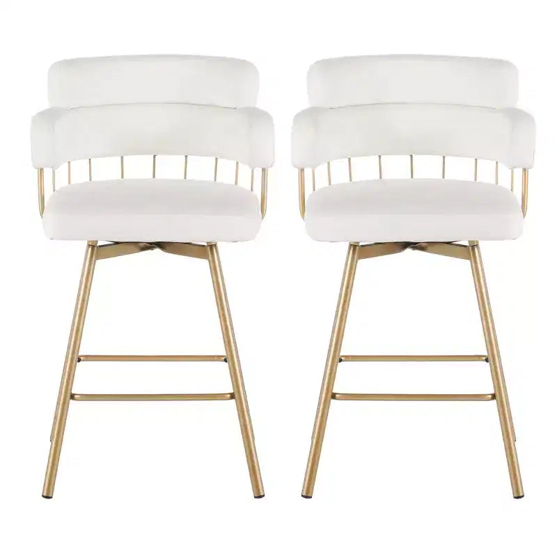 Christopher Knight Home Candy Sgabelli da bancone girevoli a 180° in metallo imbottito con ritorno automatico (set da 2)