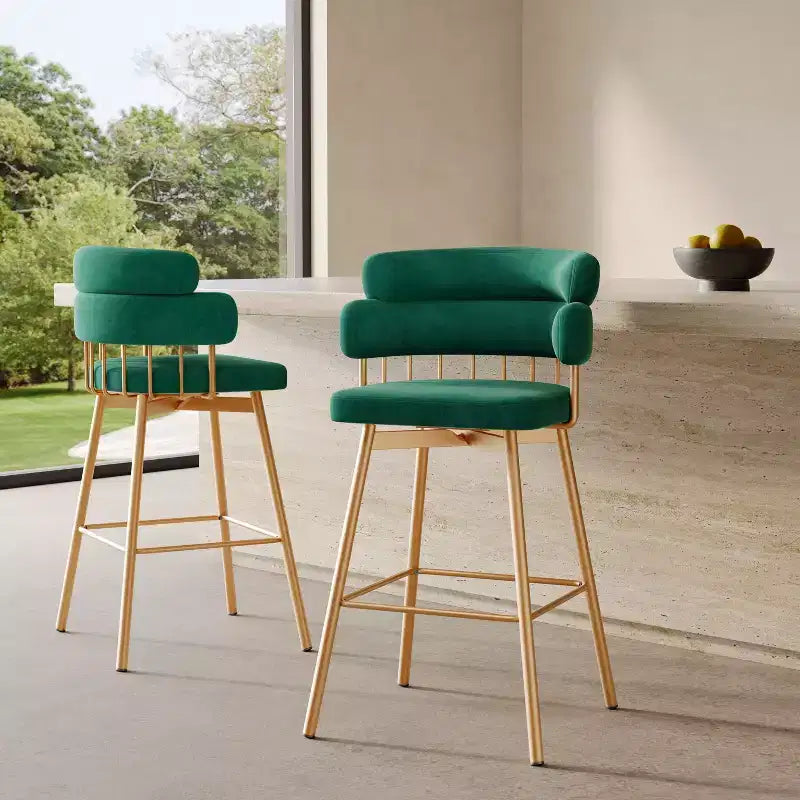 Christopher Knight Home Candy Sgabelli da bancone girevoli a 180° in metallo imbottito con ritorno automatico (set da 2)