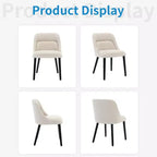 GustoWave Mid-Century Modern Dining Chair, Upholstered Fabric Accent Chairs, Set of 2, Performance Fabric in Linen, Beige