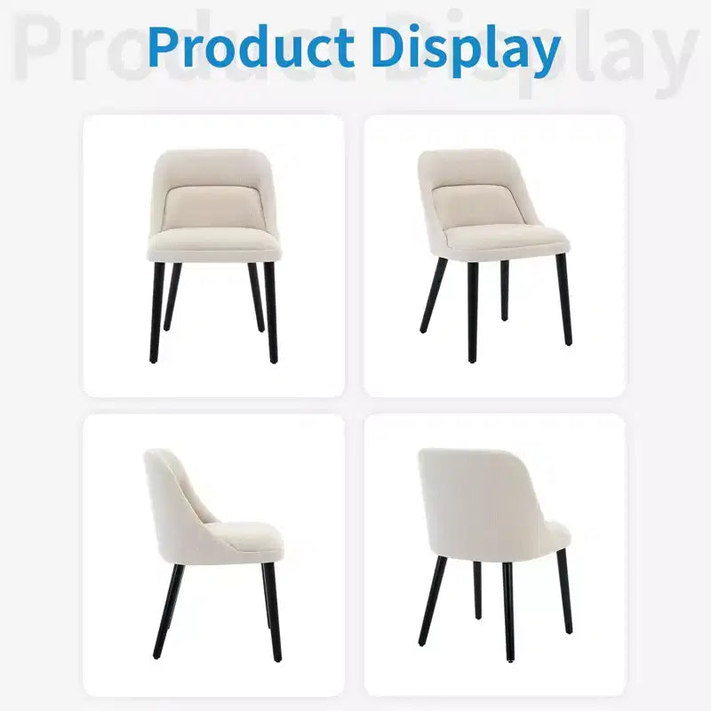 GustoWave Mid-Century Modern Dining Chair, Upholstered Fabric Accent Chairs, Set of 2, Performance Fabric in Linen, Beige