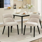 GustoWave Mid-Century Modern Dining Chair, Upholstered Fabric Accent Chairs, Set of 2, Performance Fabric in Linen, Beige