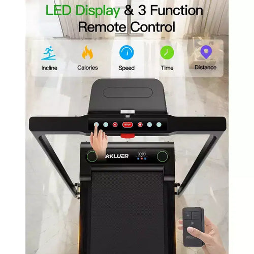 Tapis Roulant Akluer 2-in-1 con Inclinazione, Tapis Roulant da Scrivania da 2,5 HP con Telecomando, Tapis Roulant Pieghevole e Compatto per Ufficio Domestico con Display a LED
